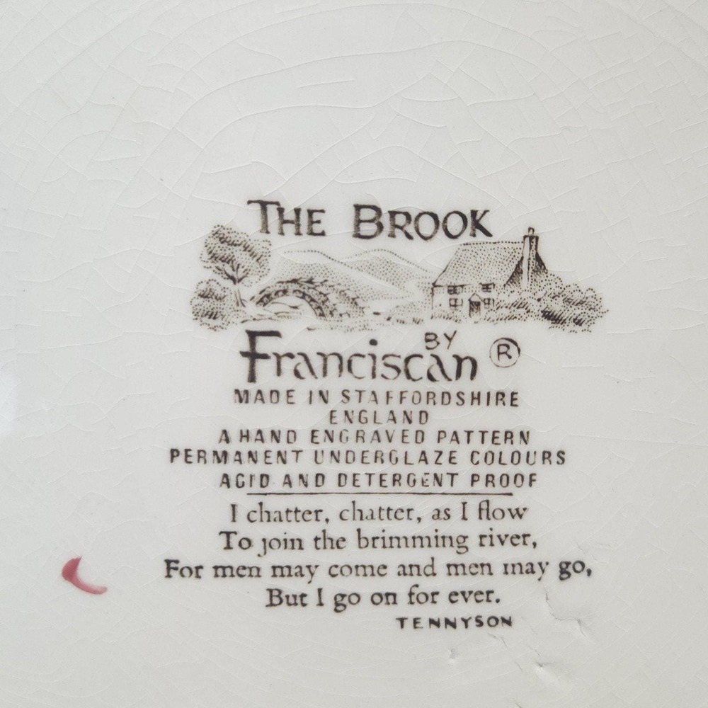 Vtg Franciscan The Brook Dinner Plate Wall Display Staffordshire Cottage 60s - Picture 5 of 5